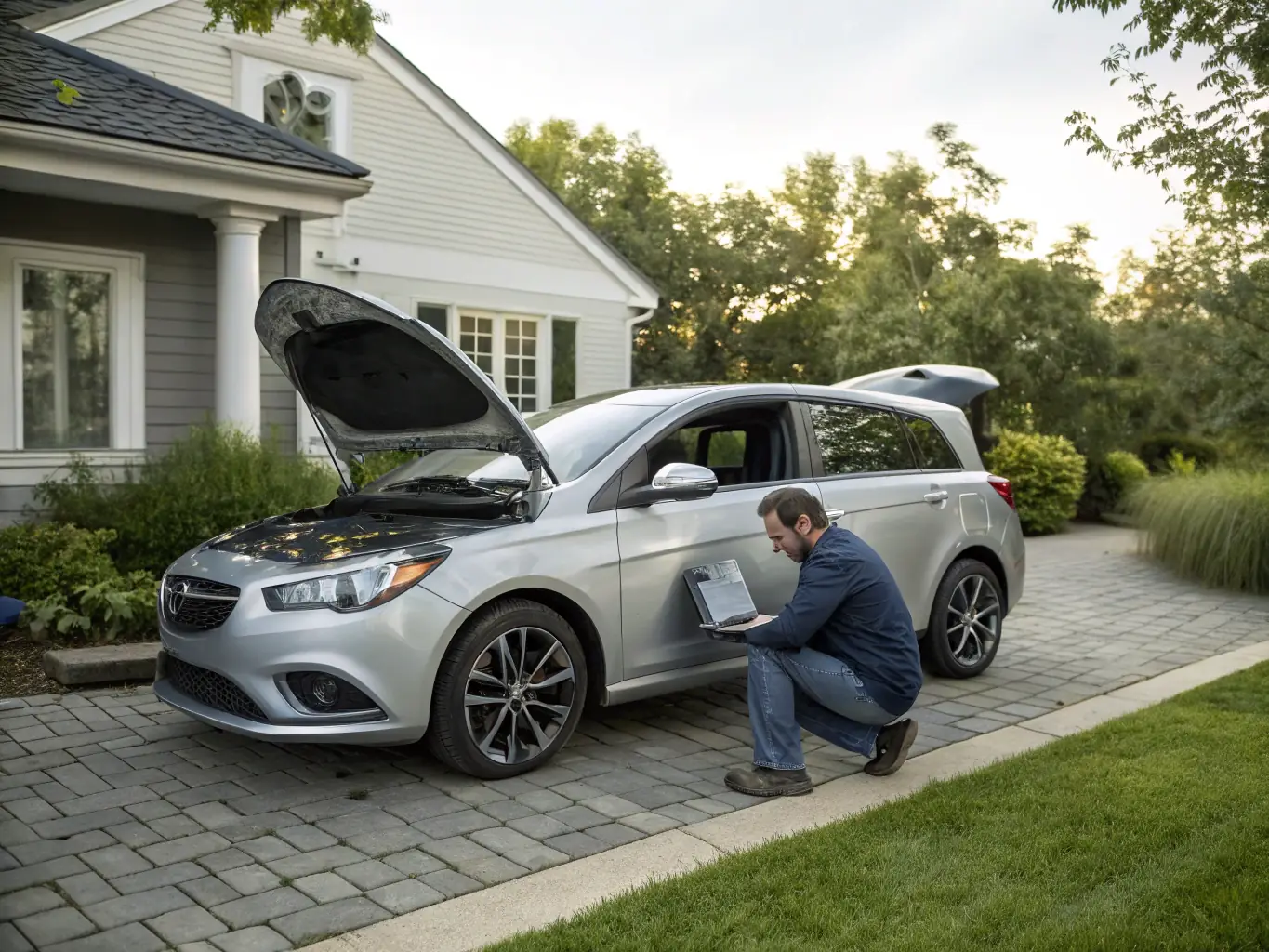 A mechanic using the TEXA Rec & Play system to record real-time vehicle data during a test drive, showcasing the system's ability to capture and analyze performance under real-world conditions.
